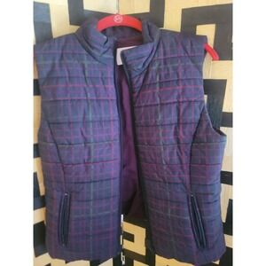 LOFT Puffer‎ Vest Plaid Quilted Full Zip Sleeveless Jacket Medium